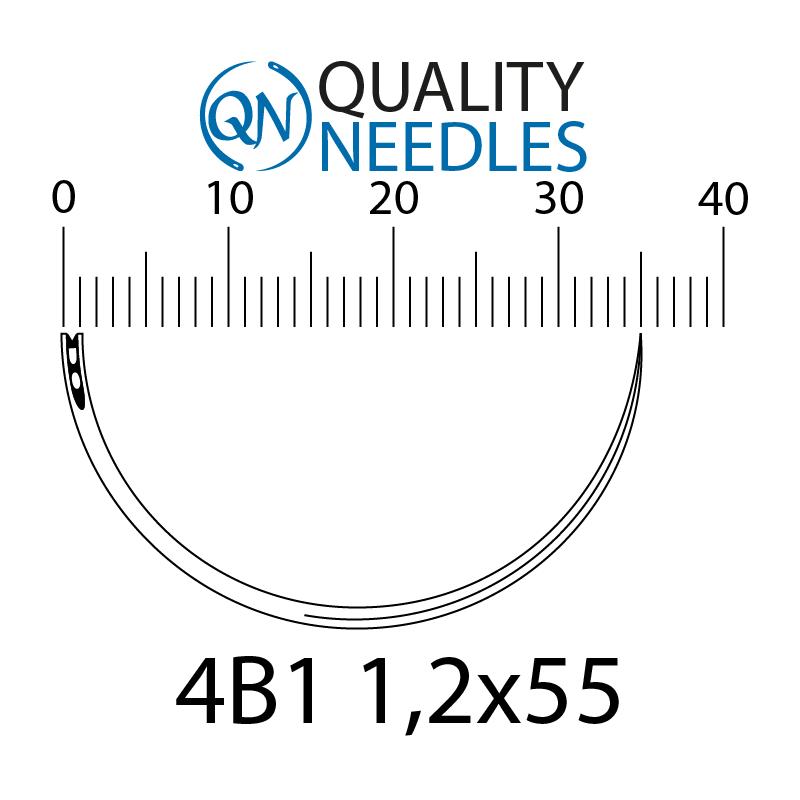 Голки хірургічні ріжучі, 4/8 (1/2), пружинне вушко, розмір 1,2х55 мм, 10 шт.